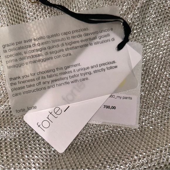 NWT Forte Forte Riflessi Silver Metallic Flared Pants M Italy Designer Statement - Picture 12 of 17